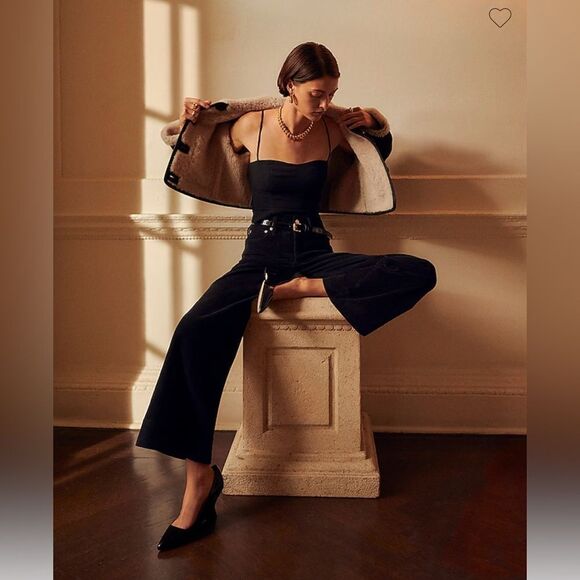 NWT J CREW Tall wide-leg corduroy trouser in black 32 TALL - Picture 7 of 12